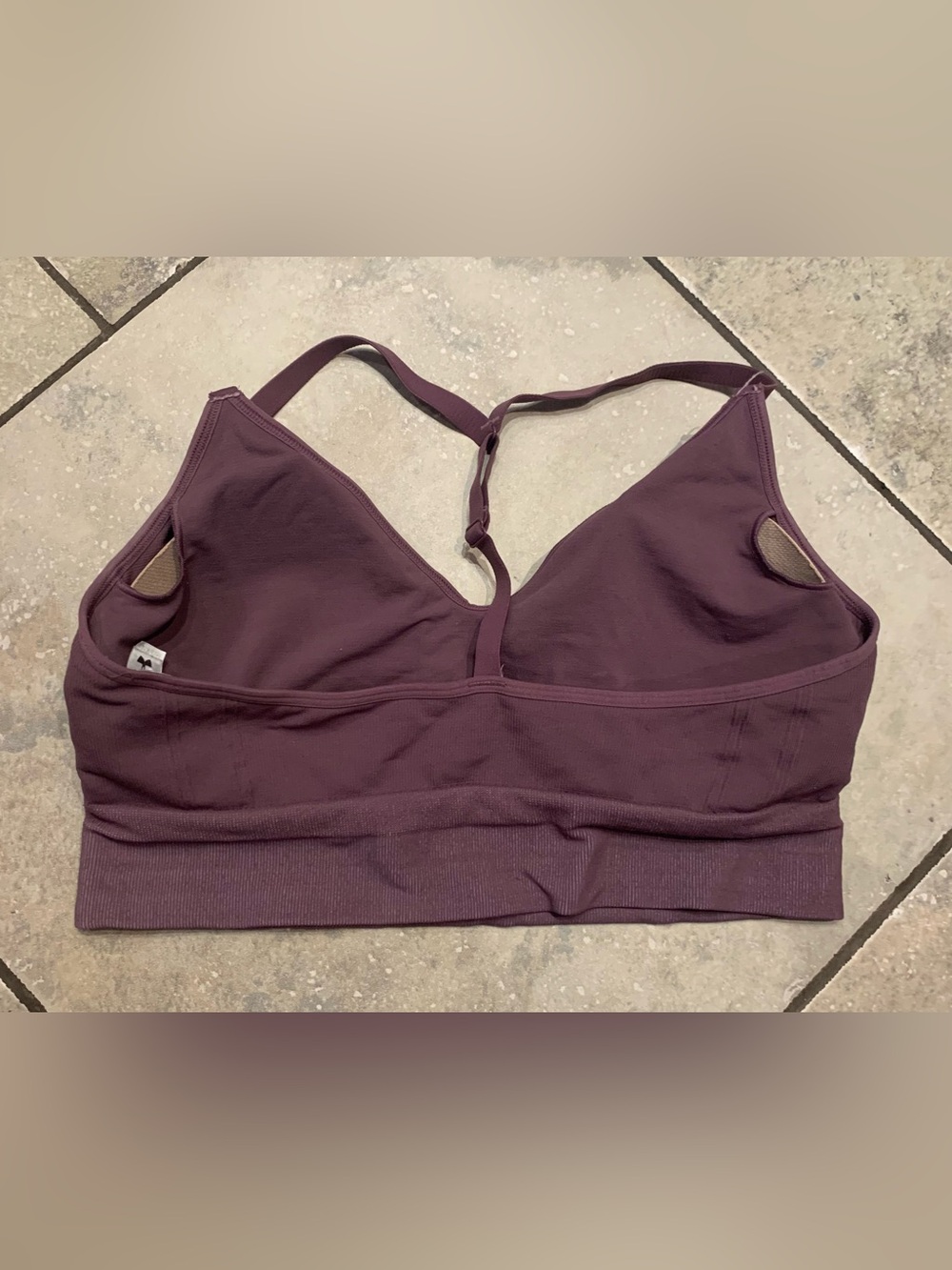 Under Armour Women's Deep Plum Seamless Racerback Sports Bra - Picture 4 of 6